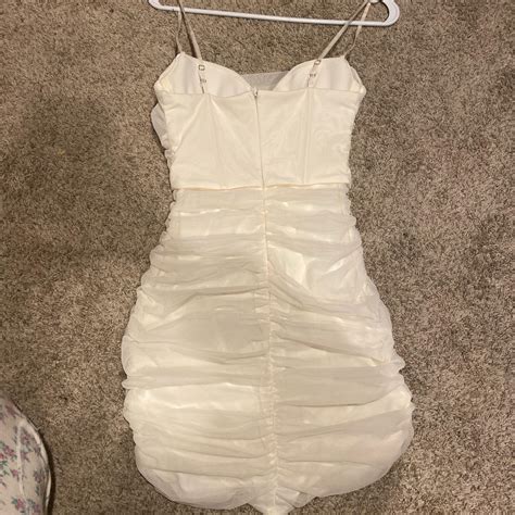 Oh Polly Ruched Corset Mini Dress In Ivory Only Worn Depop