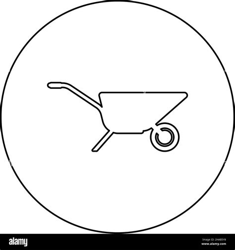 Garden Cart Wheelbarrow Gardening Horticultural Icon In Circle Round