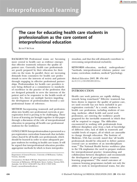 Medical Education - 2005 - McNair | PDF | Curriculum | Medical Education