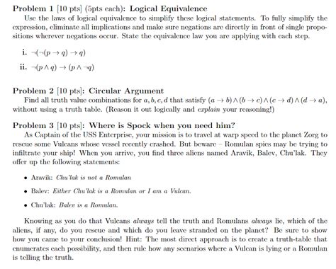 Solved Problem Pts Pts Each Logical Equivalence Chegg