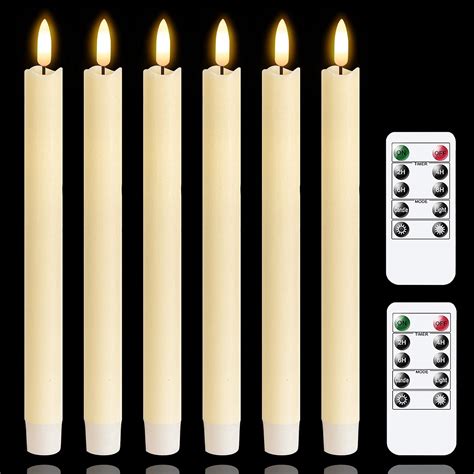 Yeelida Led Taper Candles With 2 Remote Control25 Cm Flameless Ivory