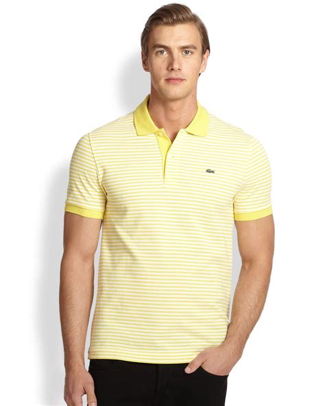 Lacoste Heritage Fin Stripe Polo Shirt In Yellow For Men Lyst