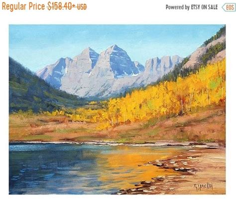 Large Landscape Painting Moroon Bells Colorado Painting The Rocky