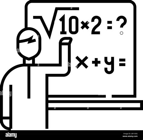 Mathematical solution example line icon, concept sign, outline vector ...