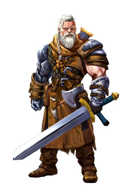 Male Human Barbarian Fighter Pathfinder PFRPG DND D D 3 5 5E 5th Ed