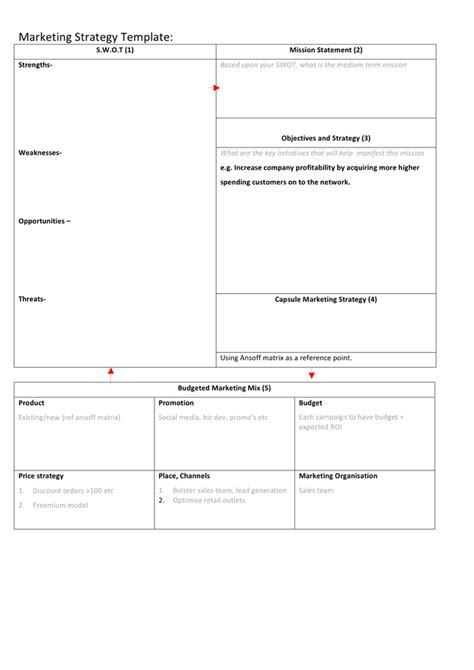 Marketing strategy template in Word and Pdf formats