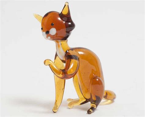 Glass Cat Hand Blown Collectible Figurine