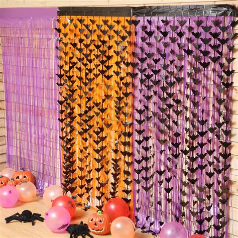 Amazon Tigeen 9 Pcs Halloween Foil Fringe Curtains 3 3 X 6 6 Ft