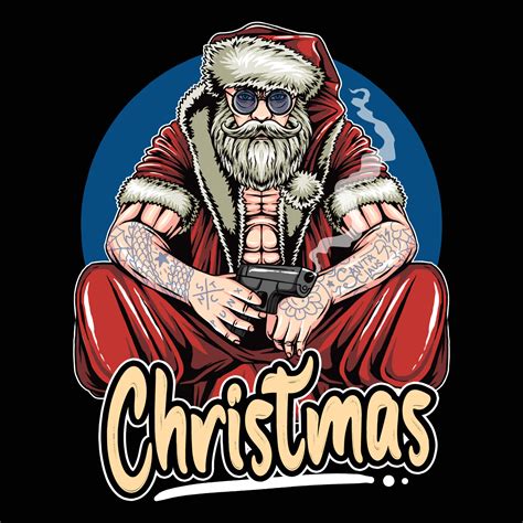 santa claus with a tattoo and carrying a gun looks like he's a gangster leader 4292347 Vector ...