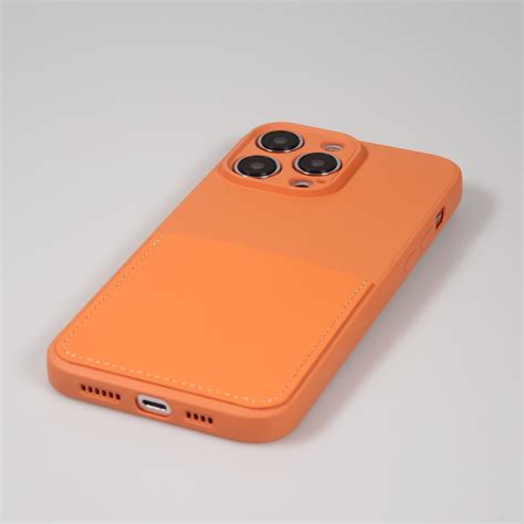 Iphone 14 Pro Max Case Hülle Glattes Silikon Mit Kartenfach And Extra Kameraschutz Orange