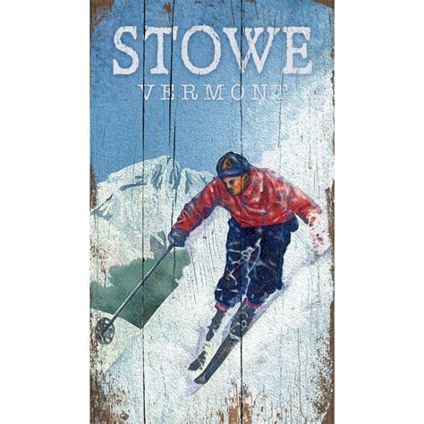 Custom Skiing Stowe Vermont Vintage Style Wooden Sign Antique Retro Wood Sign