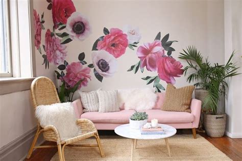 Soft Pink Garden Flower Wall Decals Urbanwalls Decoración De Unas