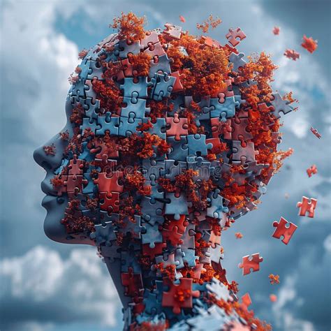 Symbol Of Mental Health Human Head With Puzzles Stock Illustration