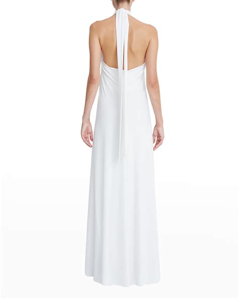 Halston Lilah Twisted Halter Neck Gown Neiman Marcus