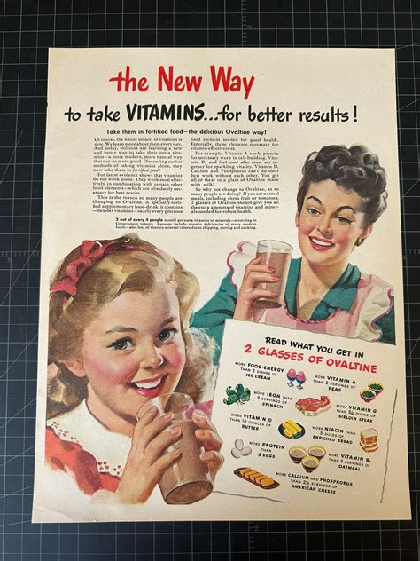 Vintage 1945 Ovaltine Print Ad Etsy Vintage Advertisements Vintage Ads Ovaltine