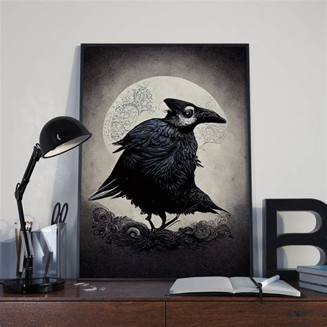 Edgar Allan Poe Raven Poster Raven Illustration Halloween - Etsy