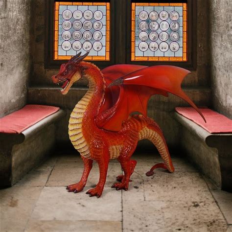 Red Welsh Dragon Statue - FAM-NE100043 - Design Toscano