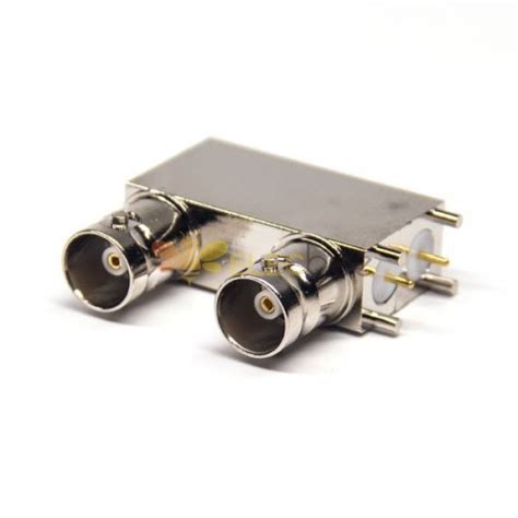 Bnc Double Female Connector Angled Dip Type For Pcb Mount 75 Ohm