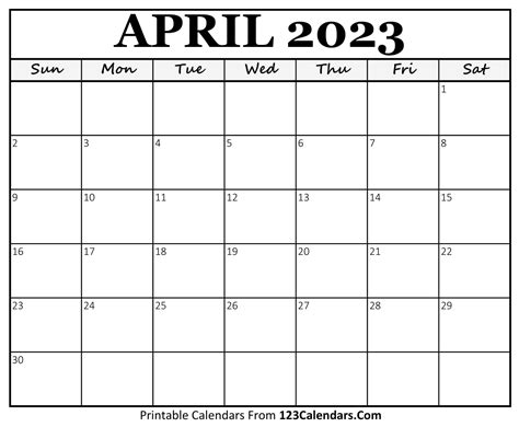 April Calendar Printable Brita Colette