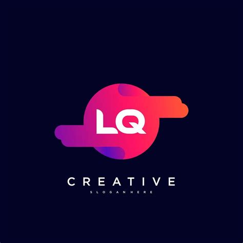 LQ Initial Letter Logo Icon Design Template Elements With Wave Colorful