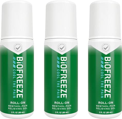 Biofreeze Pain Reliever Roll On 89ml 3 Pack Bundle Cooling Topical