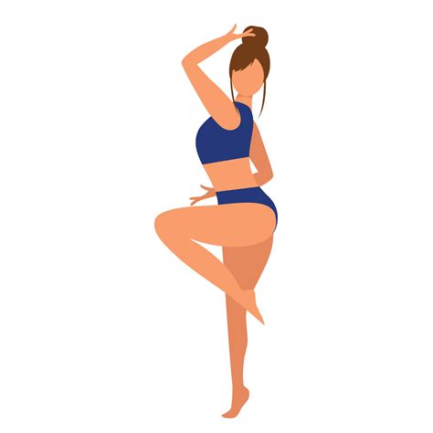 hermosa mujer europea en bikini azul bailando o en pose sexy ilustración vectorial 13140322