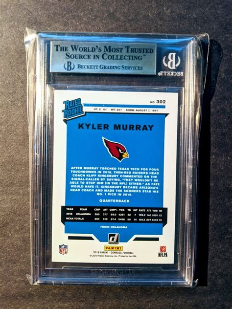 Panini Donruss Kyler Murray Rated Rookie Bgs Pristine Rc