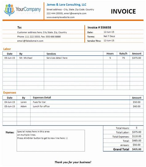 Invoice Schedule Template