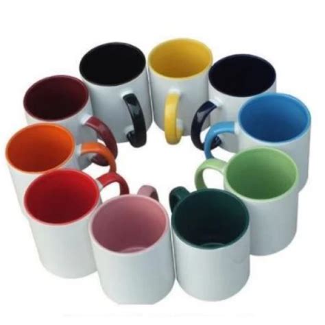 Caneca Cerâmica Resinada ALÇA e INTERIOR Colorida 325ml AAA Várias