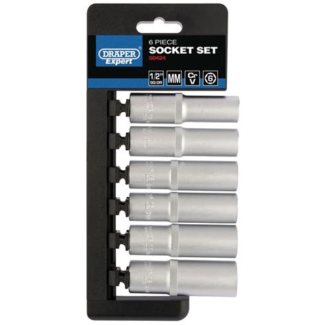 Draper Expert 50424 12 Sq Dr Metric Deep Socket Set 6 Piece