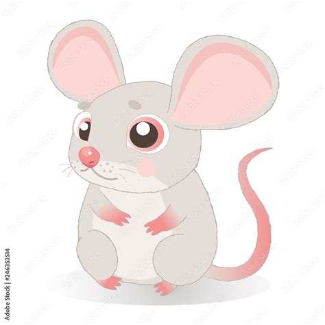 Lonely Gentle Mouse. Fancy Little Mice Vector Illustration. Cute ...