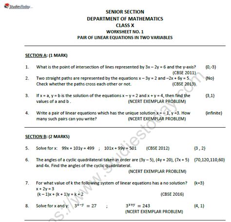 Linear Equations In Two Variable Word Problems Worksheet Pdf Tessshebaylo