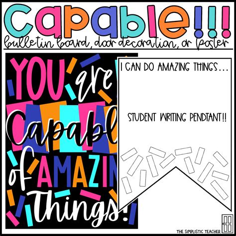 You Are Capable Of Amazing Things Bulletin Board Kit Door Decor Set