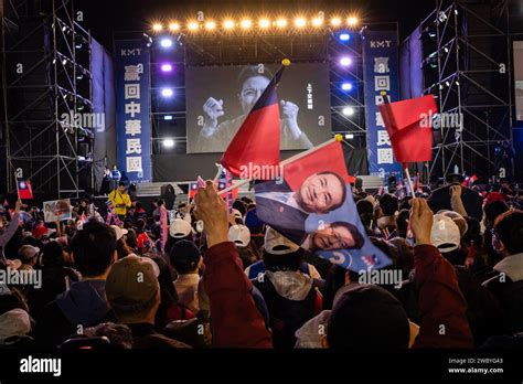 New Taipei City Taiwan Th Jan A Supporter Waves A Flag With