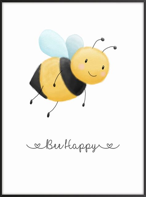 Be Happy Prints Bee Wall Art Bee Art Bumble Bee Wall | Etsy