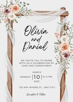 Modern Wedding Invitation Template With Initial Floral Frame