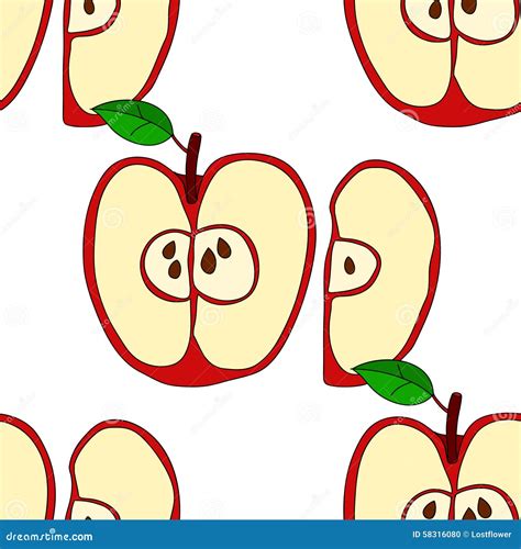 Vector Seamless Pattern With Red Apples Stock Vector Illustration Of