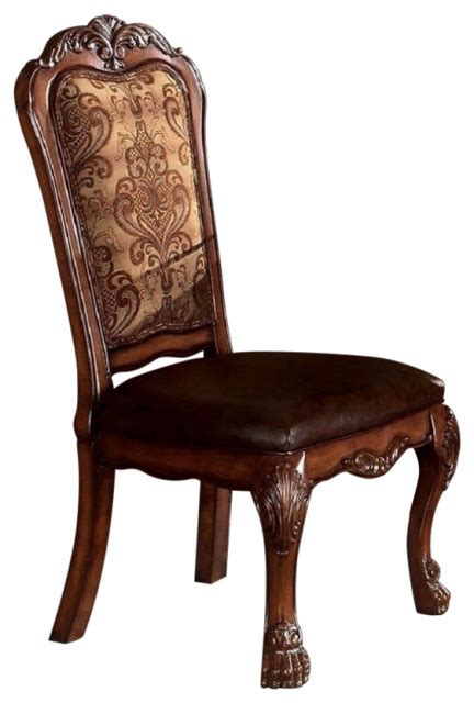 Dresden Side Chair Set Of 2 PU And Cherry Oak Victorian Dining