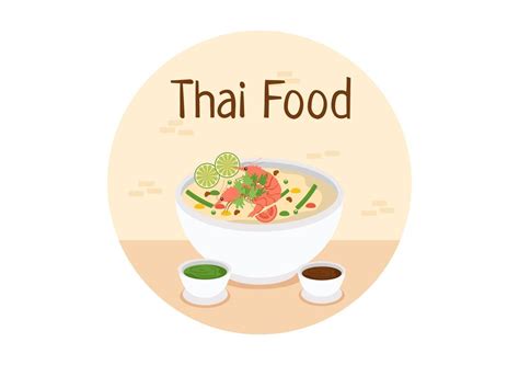 Traditional Thailand Food Template Cartoon Hand Drawn Illustration