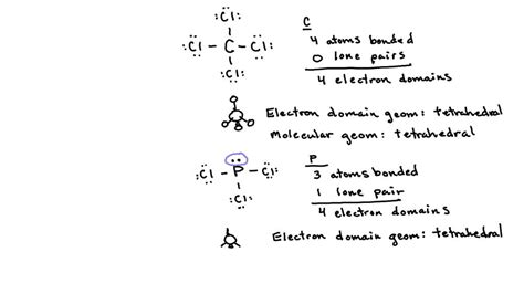 The molecules CCl4 and PCl3 have the same electron-domain geometry but different molecular ...