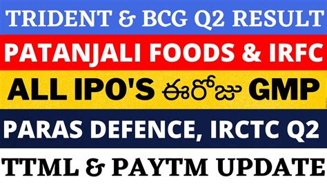 Irctc Share Q Result Telugu Trident Telugu Irfc Patanjali Foods