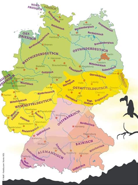 German Dialects Infographic Map Language Map Geography Map