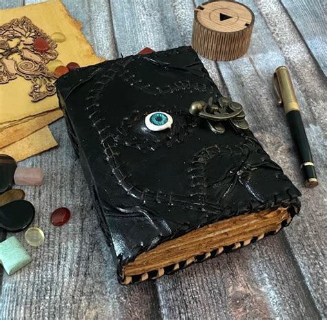 Hocus Pocus Book Of Spells Leather Journal Blank Book Wiccan Pagan