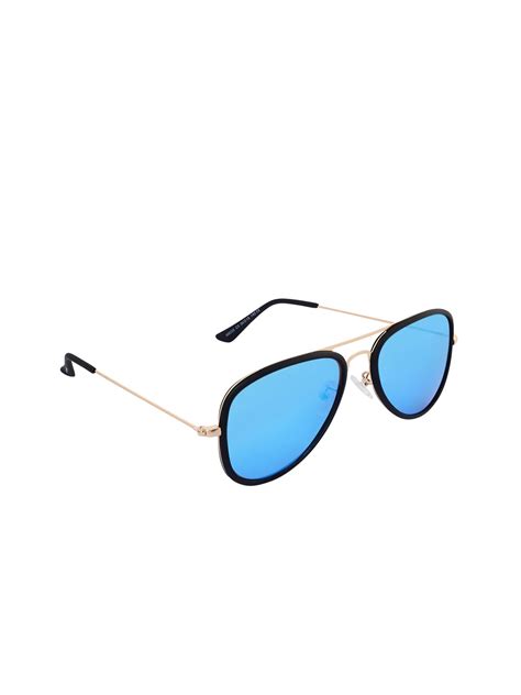 Buy Giordano Unisex Blue Lens And Gold Toned Aviator Sunglasses With Polarised Lens Ga6030c05