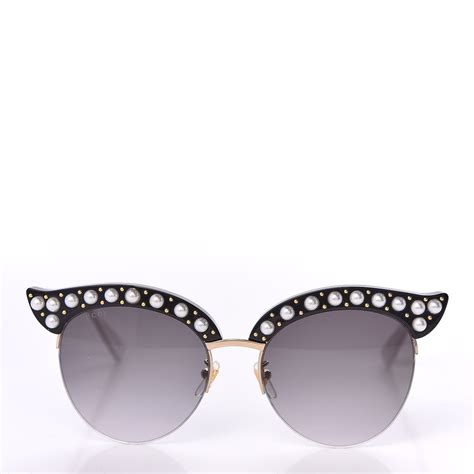 Gucci Pearl Cat Eye Sunglasses Gg0212s Black 552034