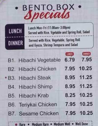 Tokyo Express Menu, Athens, GA