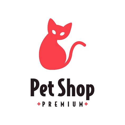 Pink Cat Pet Shop Logo Premium Vektor