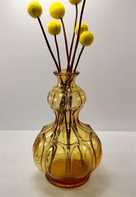 Vintage Boho Vase Amber Glass Vase Boho Home Decor Etsy Glass Vases