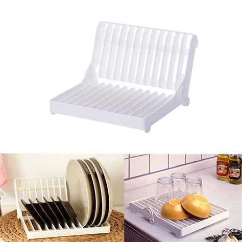 Foldable Dish Drying Rack Holder Plastic Restaurant Kitchen 12 Slots