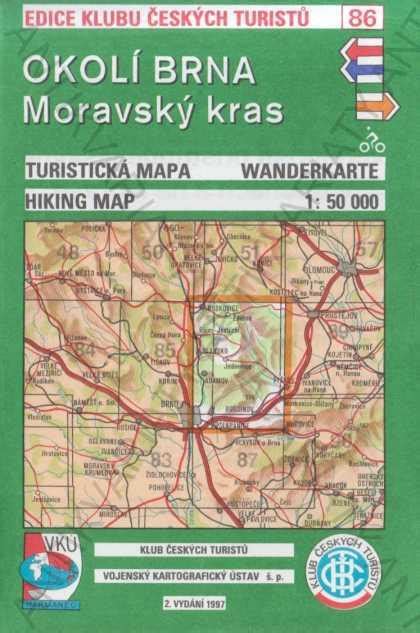 Turistická mapa Okolí Brna Moravský kras 1997 Aukro